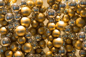 golden christmas decoration or garland of beads