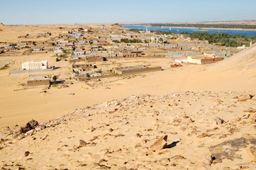 Fototapeta na wymiar View of a Nubian village in the desert, Egypt