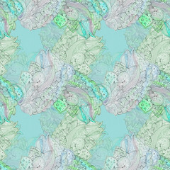 elegant seamless texture for batik with floral pattern. watercol
