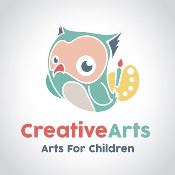 Owl logo, creative arts logo template.