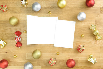 Naklejka na ściany i meble greeting card mockup with christmas decorative