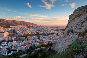 View of Athens from Lycabettus Hill, Greece.