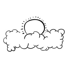 Clouds and sun icon. Landscape nature outdoor season and scene theme. Isolated design. Vector illustration