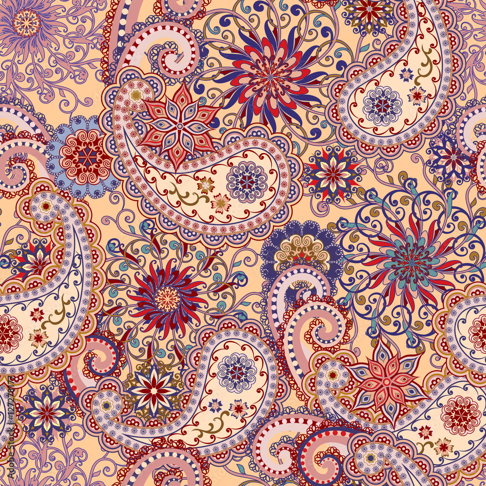 Wall mural the pattern of mandalas and paisley pattern in indian style.