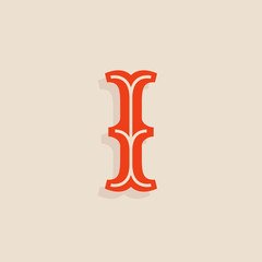 I letter logo in sport team university style.