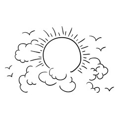 Clouds and sun icon. Landscape nature outdoor season and scene theme. Isolated design. Vector illustration
