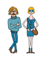 couple/Stylishly dressed man and woman.