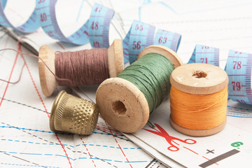 various sewing accessories in the scheme