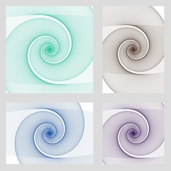 Fractal spiral page background design set