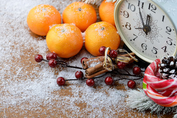 New Year hand made Concept. Time five minutes of Twelve O'clock