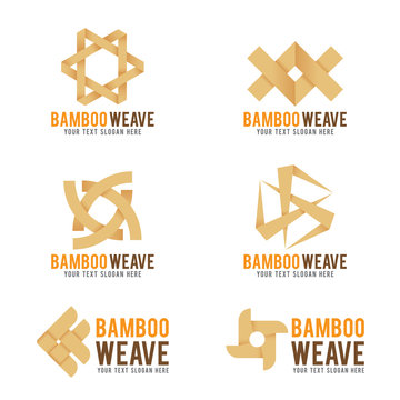 Bamboo weave logo vector illustration set design