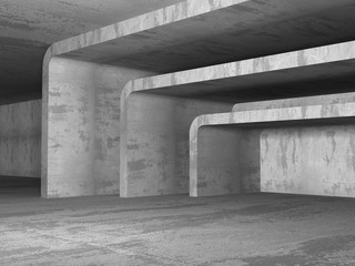 Fototapeta premium Dark empty urban concrete room urban interior
