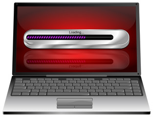 Laptop computer with Loading bar - 3D illustration