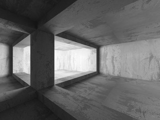 Dark concrete walls room interior. Architecture abstract