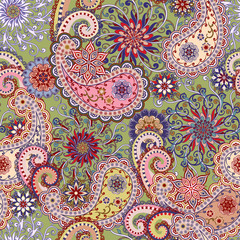 The pattern of mandalas and Paisley pattern in Indian style.