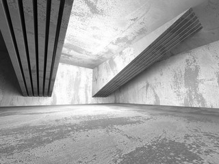 Abstract dark room with concrete walls. Architecture background