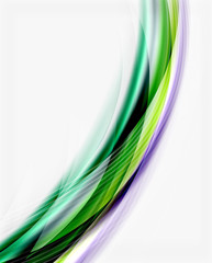 Smooth colorful line on white. Wave abstract background