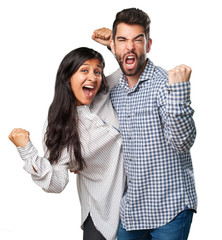 young couple celebrating