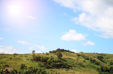 Fototapeta na wymiar Mountains Landscape With Blue Sky In Summer
