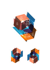 Set of abstract geometric paper graphic layouts