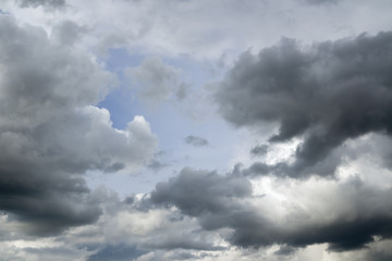 Gray clouds over horizon, cloudscape, storm.