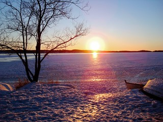 Sunset at Frozen Lake