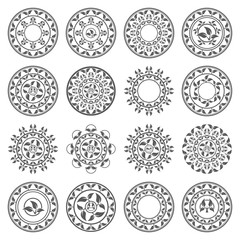 Abstract vector circle pattern with leaves 