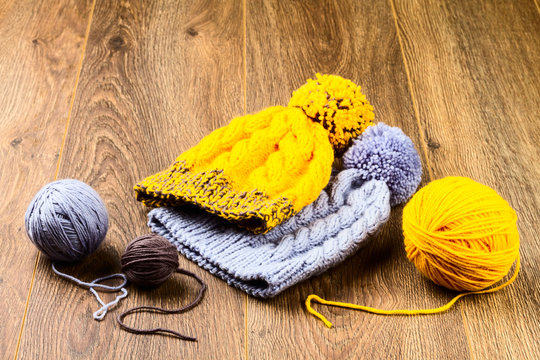 yarn and knitting caps