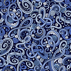 Decorative doodle abstract winter curly seamless pattern