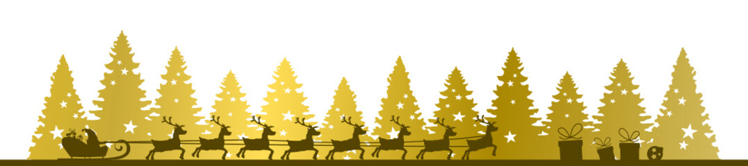 Rentierschlitten mit Weihnachtsmann im Wald