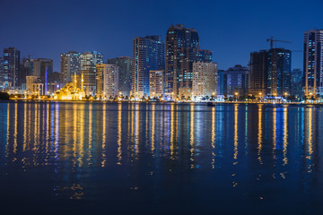 Obraz na płótnie Canvas Night view of Sharjah UAE