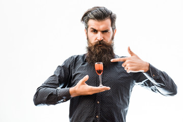 bearded man with alcoholic cocktail