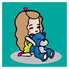 little girl cute vector character