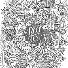 Cartoon cute doodles hand drawn Beer frame design