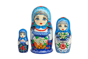 Three traditional Russian matryoshka dolls