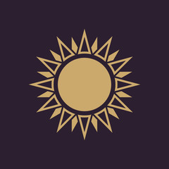 The weather icon. Sunrise and sunshine, weather, sun symbol. UI. Web. Logo. Sign. Flat design. App. Stock