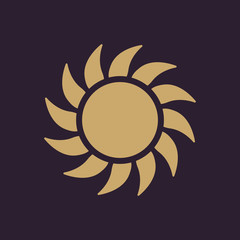 The sunshine icon. Sunrise and sunshine, weather, sun symbol. UI. Web. Logo. Sign. Flat design. App. Stock