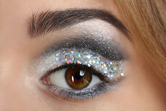 Makeup of a female eye. Close up