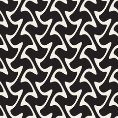 Hand Drawn Vertical Wavy Lines. Vector Seamless Black and White Pattern.