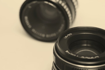 Camera lens retro vintage style.