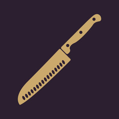 The knife for meat icon. Knife and chef, kitchen symbol.UI. Web. Logo. Sign. Flat design. App.