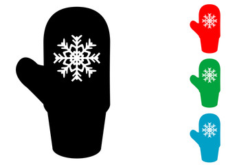 Icono plano manopla con copo nieve en varios colores