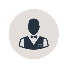 Icono plano silueta croupier en circulo gris