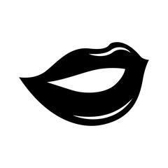 Black print of lips on a white background.