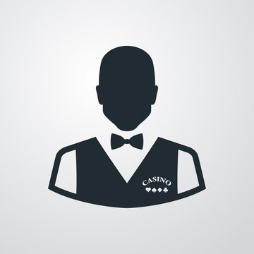 Icono plano silueta croupier en fondo degradado