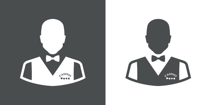 Icono plano silueta croupier gris y blanco