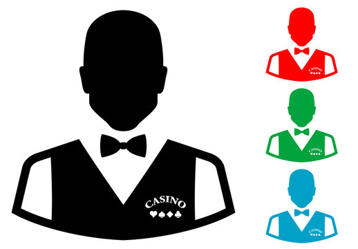 Icono plano silueta croupier varios colores