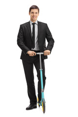 Businessman with a scooter