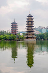 Two pagodas of Sun and Moon, Guilin, China