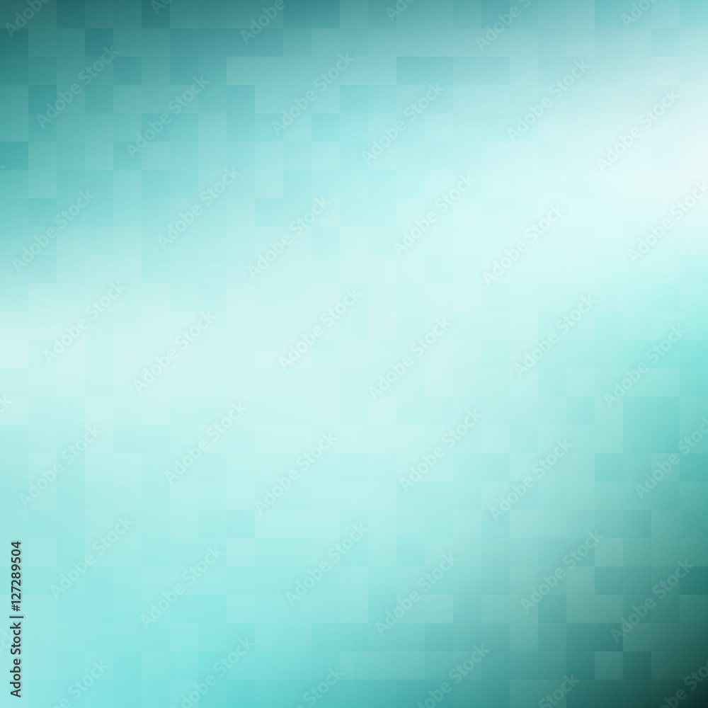 Poster Simple teal background with gradient mesh textured by squares. Vector graphic pattern